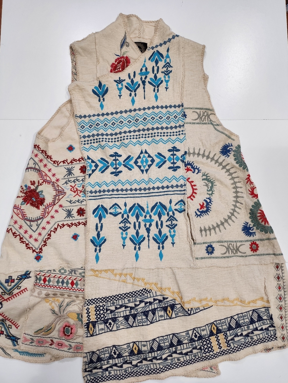NWT Johnny Was Biya Imrie Patchwork Embroidered Vest Cream Boho Sz M - Picture 3 of 16